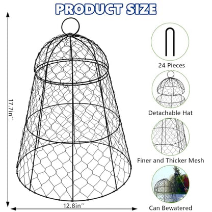 Garden Cloches for Plants - Set of 6 Chicken Wire Plant Cages and Plant Protectors from Animals, 17.7" H x 12.8" D, Outdoor Vegetable and Flower Cages, Sapbontchi Chicken Wire Cloche - size: Set of 6