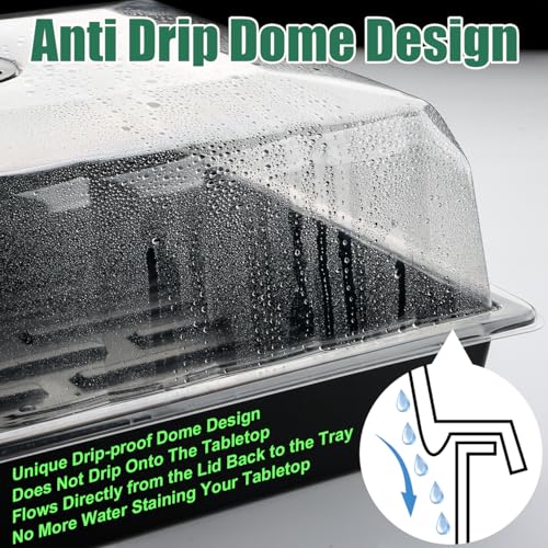 RooTrimmer 5-Pack No-Drip Seed Starting Trays with 4" Humidity Dome - size: 5p Trays+Domes+48 Cells