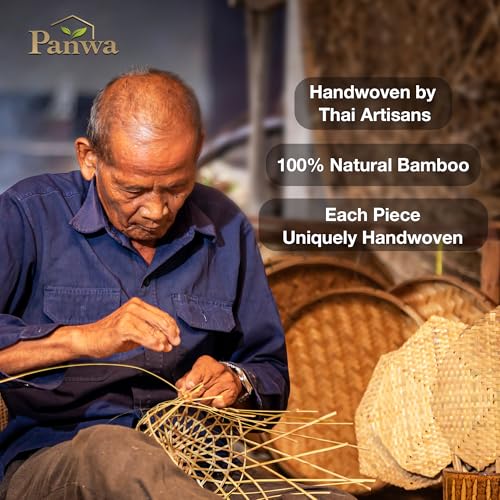 Handcrafted Bamboo Tabletop Decorative Plant Pot Covers - Multi Set of 3 – for Indoor Plants, Orchids, Succulents – Natural Handmade Thai Bamboo Plant Basket