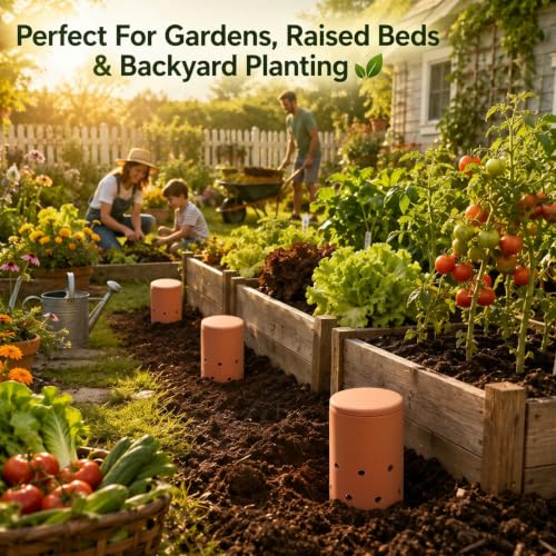 3 Pcs 10" Terracotta Inground Worm Composter Bulk Outdoor Garden