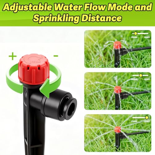 30 Pack Quick Connect Drip Emitters with Stake for 1/4" Irrigation Tubing, Adjustable 360 Degree Water Flow Irrigation Sprayer On 5" Stake Garden Irrigation Dripper for Watering System - color: Push Stream Emitter-30P