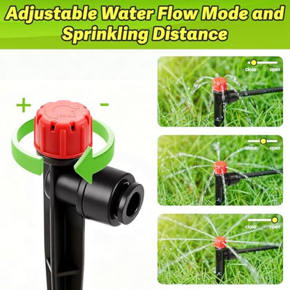 30 Pack Quick Connect Drip Emitters with Stake for 1/4" Irrigation Tubing, Adjustable 360 Degree Water Flow Irrigation Sprayer On 5" Stake Garden Irrigation Dripper for Watering System - color: Push Stream Emitter-30P