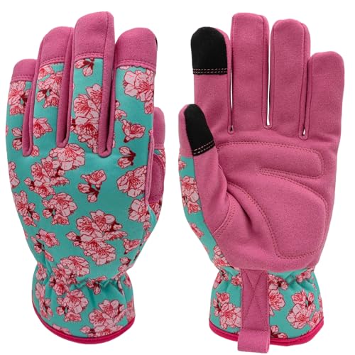 Cute Pattern Gardening Gloves,Thornproof Garden Glove,Gardener Gift - color: 1 Pair Per Pack-pink&blue, size: Large