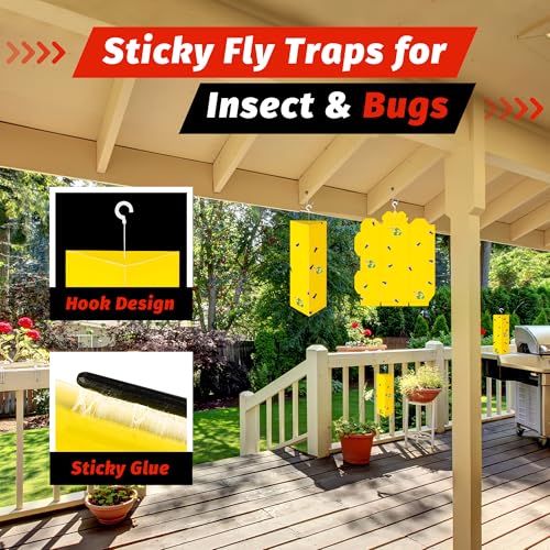 LULUCATCH Sticky Fly Traps, 10 Pack Fly Catcher Fungus Gnat Traps for Flying Insects, Hanging Yellow Sticky Traps for Fruit Fly, Non Toxic Odorless Bug Catcher, Pet Safe Pest Control - size: 10 Pack-B