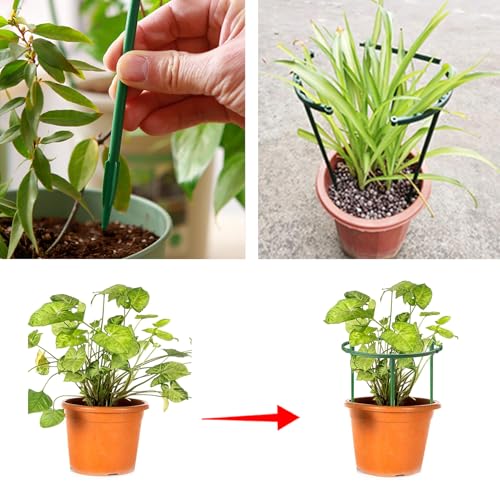 12Pack Plant Stakes, Plant Rings Stackable 3 Tier Garden Flower Support - size: 9.4" X 5.5"