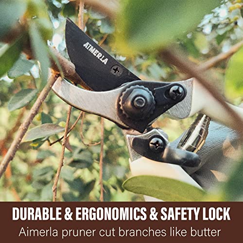 Aimerla Gardening Tools Set of 9 Heavy Duty Garden Tools with Non-Slip Rubber Grip with Large Garden Bag for Tools Durable Hand Tools for Gardening, Weeding,Gardening Gifts for Women,Men - style: Brown