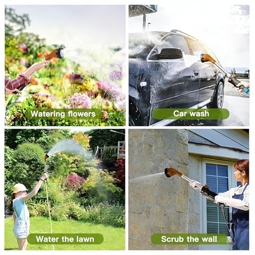 GREEN MOUNT Watering Wand, Heavy Duty Garden Hose Wand with 8 Spray Patterns, 16-Inch Hose Sprayer Nozzle with Flow Control, Ideal for Lawn and Garden Use, Bronze - color: Bronze