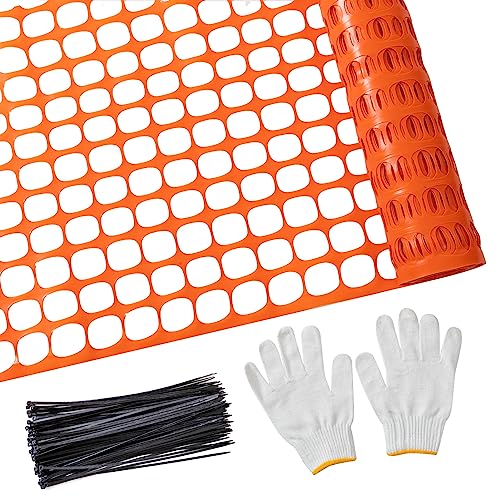PotatoLife 4'x100' Plastic Mesh Safety Fence with 100 Zip Ties, Orange - color: Orange, size: 4' x 100' (15.48 lb)