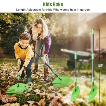 Lightweight Plastic Leaf Rake for Lawns - 16.5'' Wide Garden Rake for Leaves,Gentle on Lawn,50'' Adjustable for Women Seniors Kids,Outdoor Yard Rakes for Sweep Leaves,Grass, Pine Needle - size: 50''