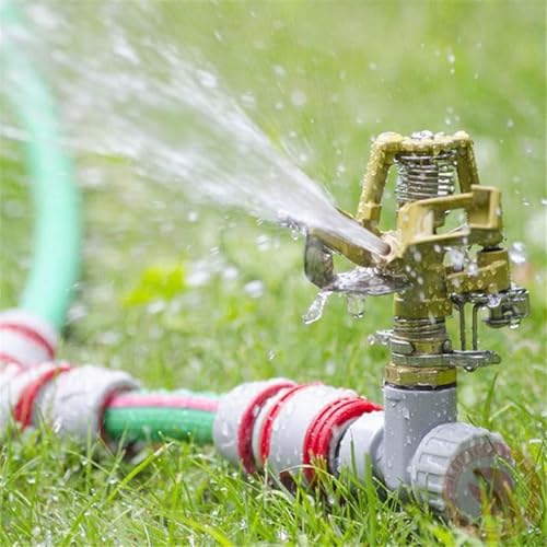 Impact Sprinklers for Yard, 360 Degree Rotating Adjustable Heavy Duty Pulsating Water Sprinkler Head with Aluminum Alloy Spike Base, for Lawn Patio Garden - color: Green