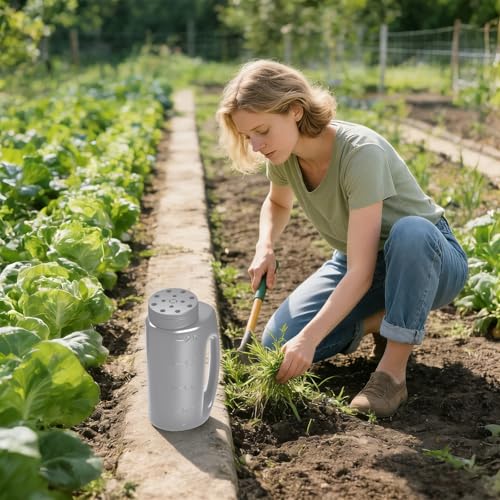 Adjustable Handheld Seed Shaker – Hand Spreader - Capacity Multi-Purpose Spreader for Fertilizer, Grass Seed, Ice Melt & Lawn Care - Grey - color: grey