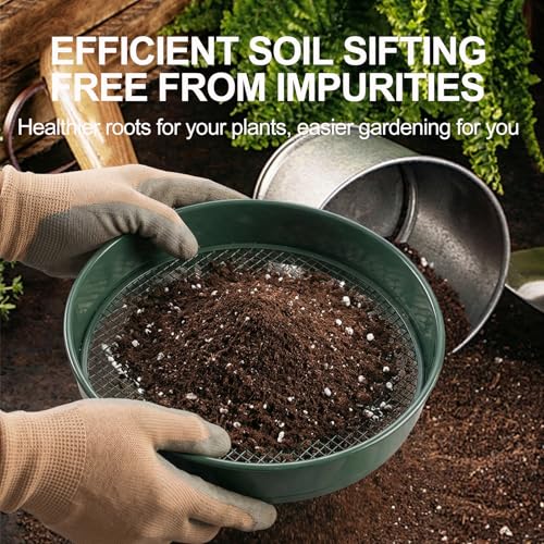11.8 Inch Garden Soil Sifter Set Dirt Sifter with Interchangeable Screens,Multi-Functional Rock Sifter for Gardening Compost Bonsai and Sand Separation (Green) - color: Green