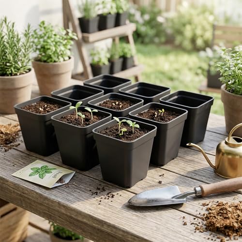 50 Packs Square Nursery Pots for Plants 2.8 Inch Seedling Pots - size: 2.8 Inch