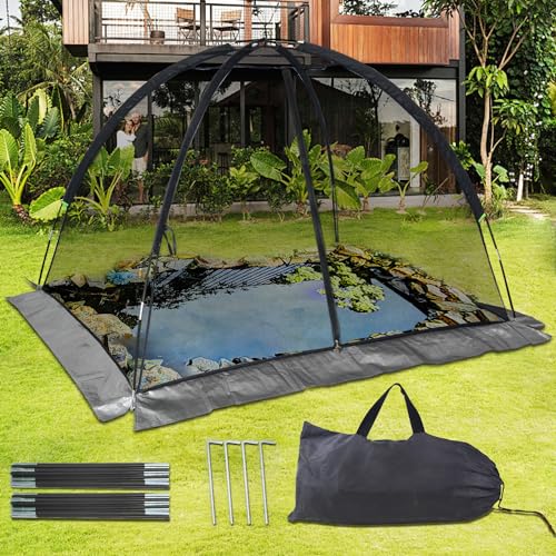 Doublehorse Pond Cover Dome Net 5 x 7 FT with Zipper Stakes