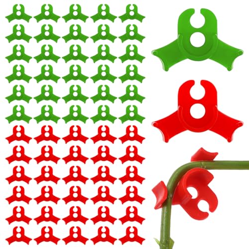 60 PCS Plant Training Clips, Reusable 90 Degrees Bud Trainer Lst Low Stress Training Clips Plant Stem Support Bud Bender for Tomatoes Cucumbers Climbing Plants in Indoor Outdoor Gardens (Red, Green)