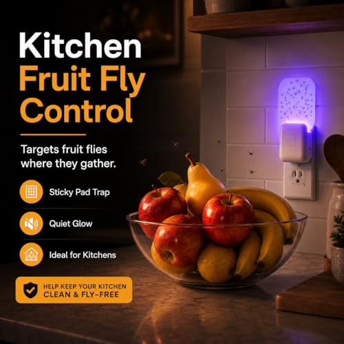 Fruit Fly Trap Indoor 2 Pack Gnat Trap - Flying Insect Trap with 6 Refills