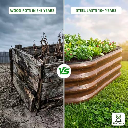 SnugNiture Raised Garden Bed Outdoor 4x2x1ft, 2 Pack - color: Brown