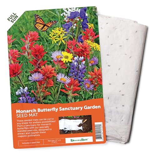Seed Mat - Easy to Plant and Grow Garden Seeds - Creates Fragrant, Vibrant Flower Garden (Monarch Butterfly Sanctuary Flower Garden - 1 mat)