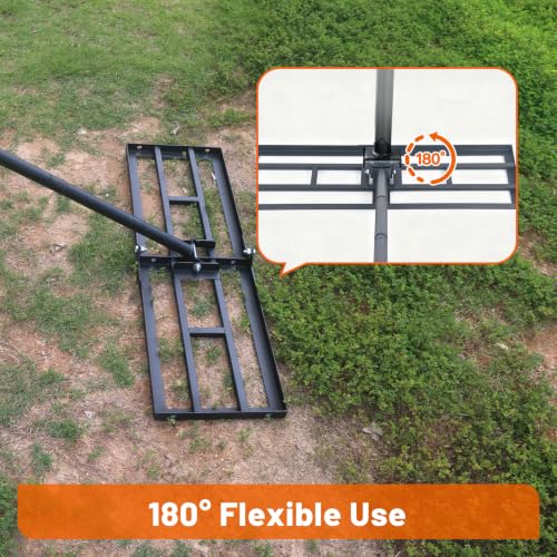 Lawn Leveling Rake, Heavy Duty Adjustable Handle Lawn Leveler Tool - size: 31.5*10inch, 6.5FT