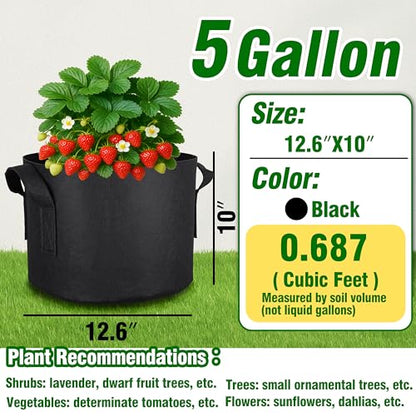 12-Pack 5 Gallon Grow Bags - size: 5 Gallon