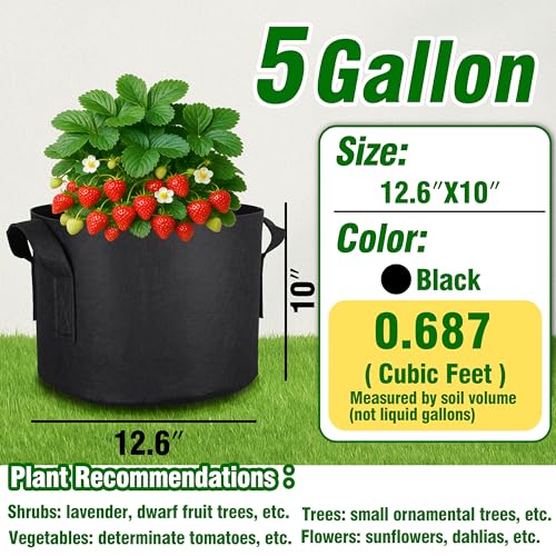 12-Pack 5 Gallon Grow Bags - size: 5 Gallon