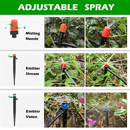 Maotong 240FT Drip Irrigation System Kit, Automatic Garden Watering Misting System for Greenhouse, Yard, Lawn, Plant with 1/2 inch Hose 1/4 inch Distribution Tubing and Accessories - size: 240 FT (40 FT 1/2" + 200 FT 1/4")