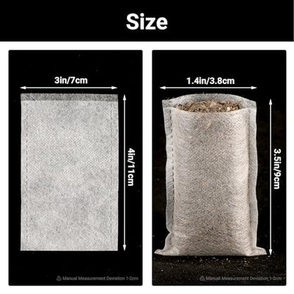 Seed Starter Bags Small, 200PCS 3x4 inch Non-Woven Nursery Plant Grow Bags, Fabric Seedling Bags Pots Pouch for Plants Seeding Clones Home Garden Supply - color: White, size: 2.7"x4.3"/Pack of 200