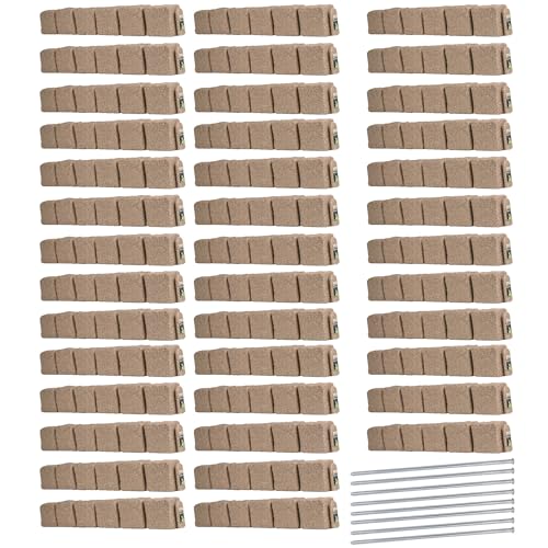 Beuta Landscape Edging | Garden Edging Border | Polyrock Blocks for Lawn Edging, Flower Beds & Yard Edging – 40 Pack | Each Section Has 6 Blocks 48" L x 4" W x 6.5" H | 80 Spikes | Sandstone - color: Sandstone, size: 40-Pack (160 FT)
