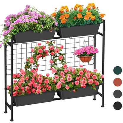 Raised Garden Beds with Legs Vertical Herb Garden Planter Indoor Outdoor - color: Gray