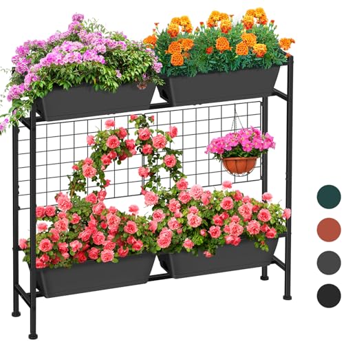 Raised Garden Beds with Legs Vertical Herb Garden Planter Indoor Outdoor - color: Gray