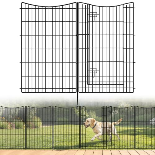 INJOPEXI Decorative Garden Fence 6 Panels 13ft (L)×42in (H) Animal Barrier Fences with 5 Panels + 1 Gate, No Dig Garden Fencing Rustproof Metal Wire Temporary Rabbit Dog Fence for Patio Outdoor Yard - size: 6 Panels 13ft(L)-42"(H) - With Gate