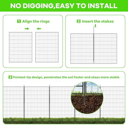 Garvee Garden Fence, 40in(h) x 11.8ft 5 Pack Garden Fencing Animal Barrier