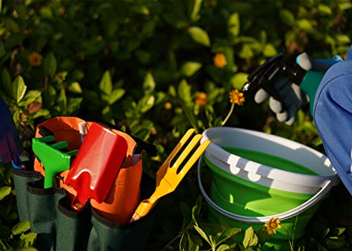 Kidz Gardening Set -Real Metal Gardening Tools Kit for Childrenz Includes Sturdy Shovel,Rake,Fork,Trowel,Kidz Garden Kit with Sun Hat,Apron,Gloves,Tote Bag,Sprayer and Bucket,Outdoor Gardening Gifts - style: Garden