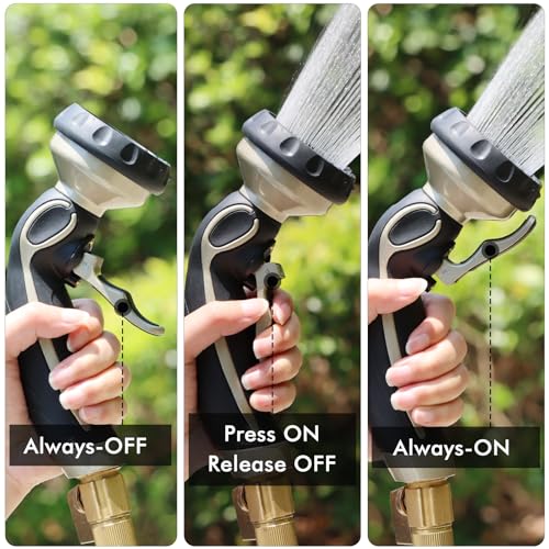 RESTMO Watering Wand Heavy Duty with 10 Spray Patterns, Heavy Duty Metal Water Hose Sprayer with 9 Spray Patterns, High Pressure | On/Off Valve, Ideal for Outdoor Lawn & Garden Watering, Car & Pet Was