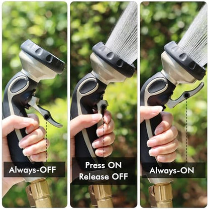 RESTMO Watering Wand Heavy Duty with 10 Spray Patterns, Heavy Duty Metal Water Hose Sprayer with 9 Spray Patterns, High Pressure | On/Off Valve, Ideal for Outdoor Lawn & Garden Watering, Car & Pet Was