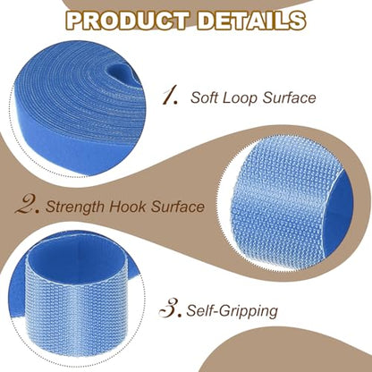 PATIKIL 0.8" x33FT Hook and Loop Tape Double-Sided Nylon Strips Blue - color: Blue, size: 0.8"x33FT