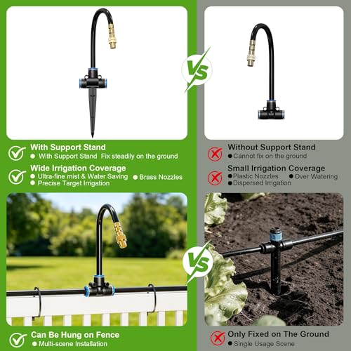 Thiswing 200FT 360° Adjustable Irrigation System with Stake Holders - size: 200FT