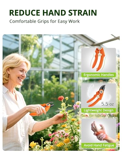 Garden Shears 6.9" Pruning Shears for Gardening Orange - size: 6.9 Inch Bypass Orange
