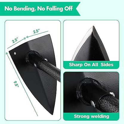 Garden Hoe, Heavy Duty Trenching Hoes with 60 Inch Long Handle, Sharp Edge Triangle Weeding Hoe Garden Tools for Weeds Removal,Cultivating,Digging,Loosen Soil, Trenching, Landscaping Manual Weeder - size: 60"
