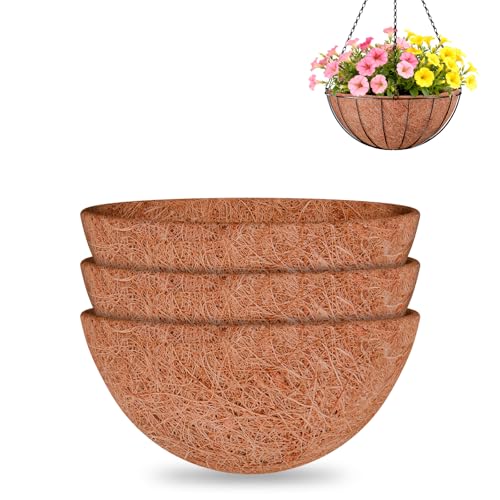 Halatool 3 Pack 12 Inch Coco Liners Replacement for Hanging Baskets - size: 12 in