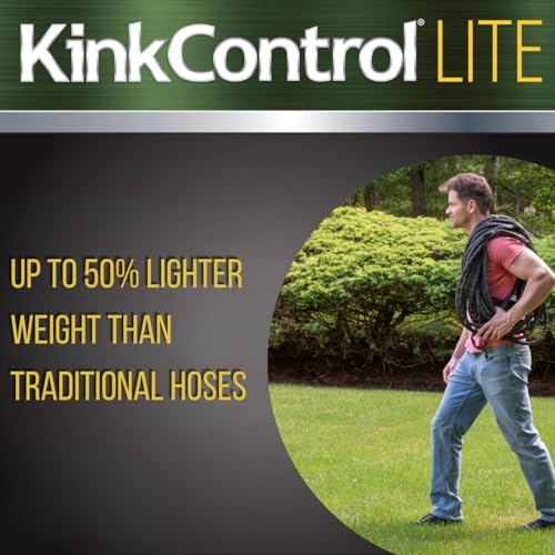 Kink Control Lite, Doesn’t Expand or Burst, Extremely Light Weight, Garden Hose, Water Hose with Superior UV Resistance, Ergonomic Grip, High Burst Strength,Kink Resistance, 25 Ft - size: 5/8" x 25 ft, style: Fabric Jacket