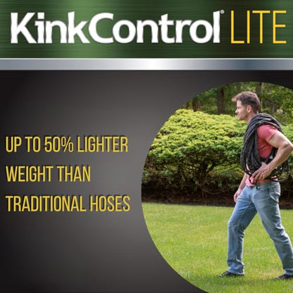 Kink Control Lite, Doesn’t Expand or Burst, Extremely Light Weight, Garden Hose, Water Hose with Superior UV Resistance, Ergonomic Grip, High Burst Strength,Kink Resistance, 25 Ft - size: 5/8" x 25 ft, style: Fabric Jacket
