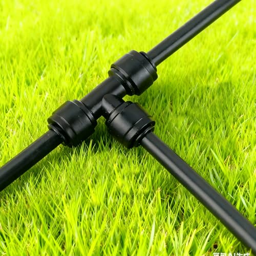 20 pack 1/4" Drip Irrigation Tee Fitting - Quick Connect Tee Connectors, Leak-Free for 1/4" Tubing, Includes 8 End Plugs for Sprinkler & Drip Irrigation Systems - style: 1/4 inch T connect(20)
