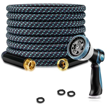 Garden Hose 25FT Lightweight Kink-Free Thick Grip Outdoor (Blue+Black) - color: Blue