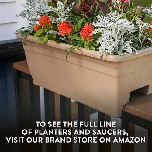 The HC Companies Deck Rail Deck Rail Planter Box, 24 Inch, Black, 1-Pack - color: Black