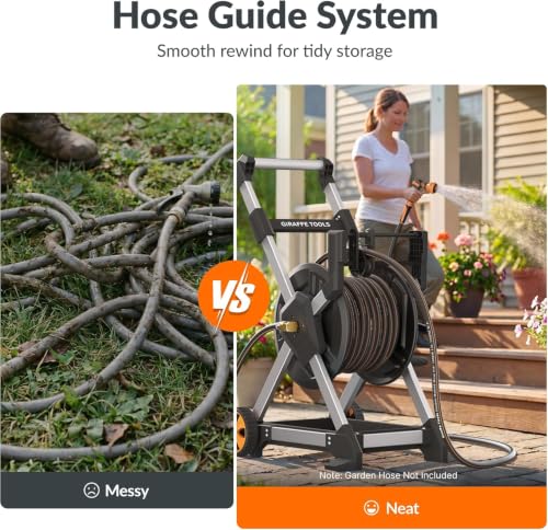 Giraffe Tools Garden Hose Reel Cart,125FT 5/8" Hose Capacity with Storage Basket