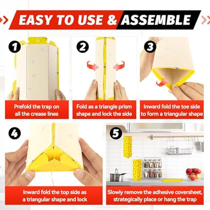 LULUCATCH Sticky Fly Traps, 10 Pack Fly Traps Indoor with Hanging Hook, Odorless Yellow Sticky Gnat Traps for Mosquitoes, Non-Toxic Bug Catchers for Fleas, Drain Flies, Moths, Insects - size: 10 Pack-A
