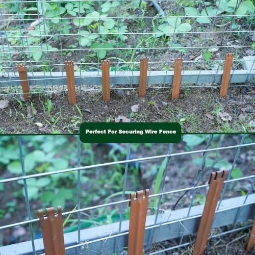 45PCS Brown 10inch Metal Landscape Edging Stakes, No Installation Rustic Heavy Duty Metal Edging Stakes for Landscaping Large Yard/Project - color: Brown-45PCS
