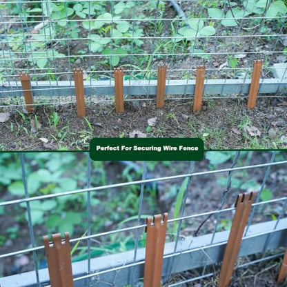 45PCS Brown 10inch Metal Landscape Edging Stakes, No Installation Rustic Heavy Duty Metal Edging Stakes for Landscaping Large Yard/Project - color: Brown-45PCS