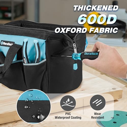 DURATECH 13" Small Tool Bag with 9 Pockets, Wide Open Tool Carrier - size: 13 Inch